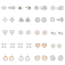 Высокое качество Swa 1:1 двойное кольцо любовь Орхидея демон глаз Снежинка звезда Спираль Кристалл серьги