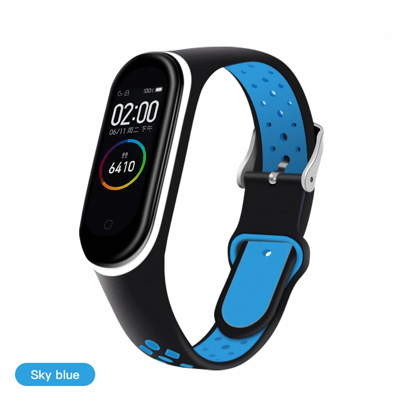 iONCT Soft Silicone strap For Xiaomi mi band 4 strap watch wrist bracelet Sport correa Mi band 3 Strap Miband Smart accessories - Color: Blue