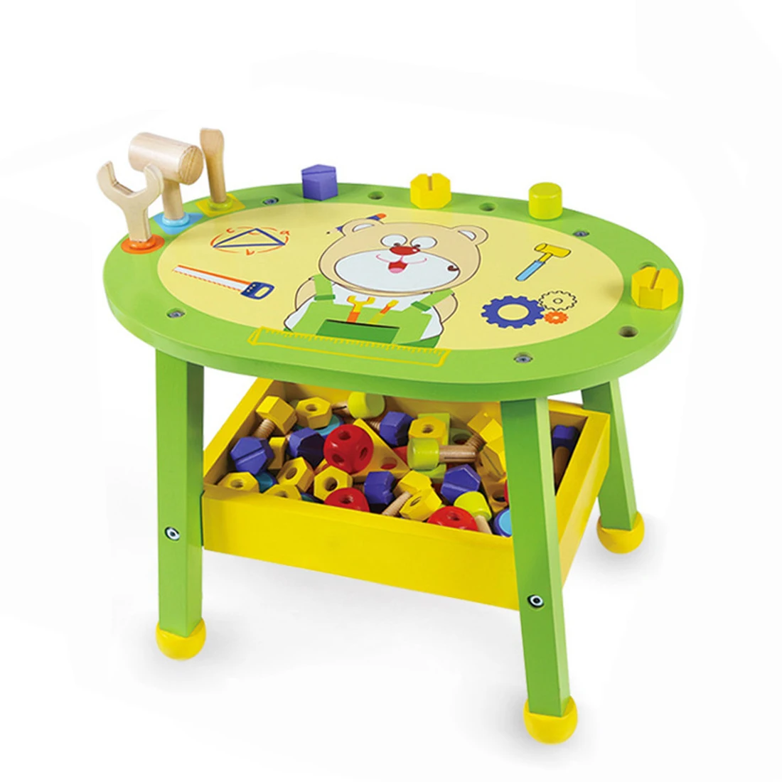 

57Pcs Children Wooden Repair Workbench Set Simulation Tool Educational Toys