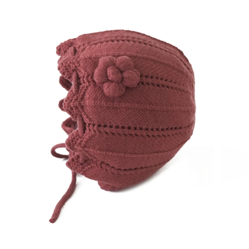 

Baby Hat Winter Warm Knit Earflap Cap Beanie Girls Lace-up Princess Kids Bonnet