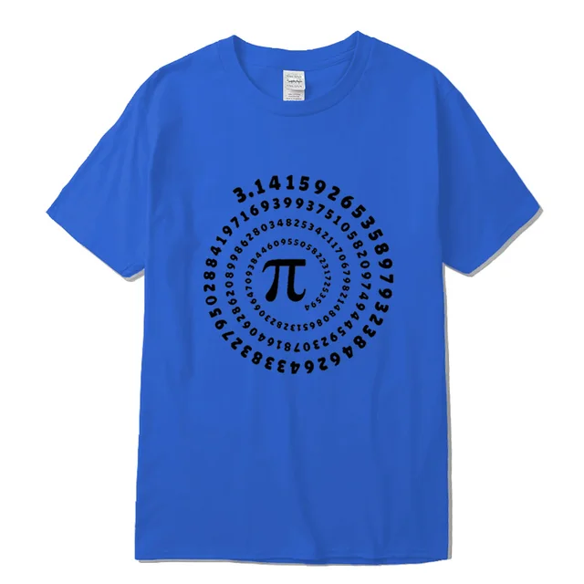 Men's T-shirt 100% cotton short sleeve Mathematical geometry printed men Tshirt  o-neck street style cool funny loose T-shirt Blue -2018325