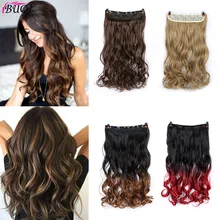 BUQI для взрослых женщин u-часть клип в наращивание волос прямые и волнистые Омбре один кусок полная голова длинные натуральные накладные синтетические шиньоны