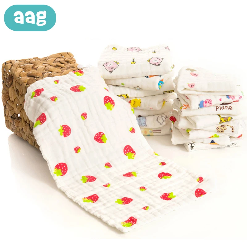 

AAG 6 layers Cotton Gauze Baby Towel Newborn Bath Face Towels Baby Cleaning Stuff Infant Handkerchief Saliva Bib Care Wash Towel