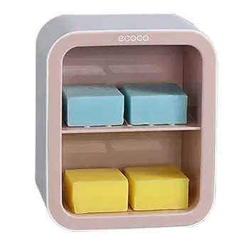 

Plsatic Soap Bar Holder 2-Tier Soap Saver with Drain Wall Mount for Shower Bathroom Kitchen
