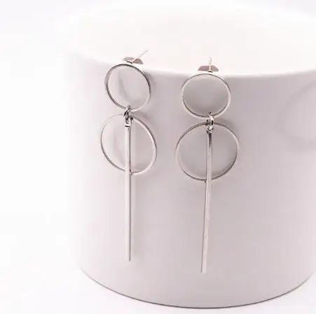 Korean Style Fashion Drop Earrings Simple Long Geometric Earrings Gift For Friend Tassel Ear Jewelry Wholesale Dropshipping - Окраска металла: r