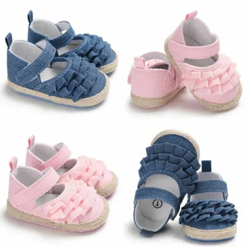 lioraitiin New Fashion Newborn Baby Girl Flowers Soft Crib Shoes Prewalker Anti-slip Sneakers UK NEW 1