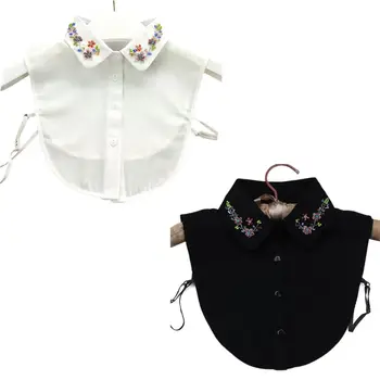 

Korean Womens Handmade Beading Jewelry Lapel False Collar Colorful Imitation Crystal Spring Flower Detachable Half Shirt Blouse