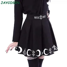JAYCOSIN одежда женская черная юбка женская готическая панк колдовство Луна Волшебные символы плиссированная мини юбка весна лето 1217