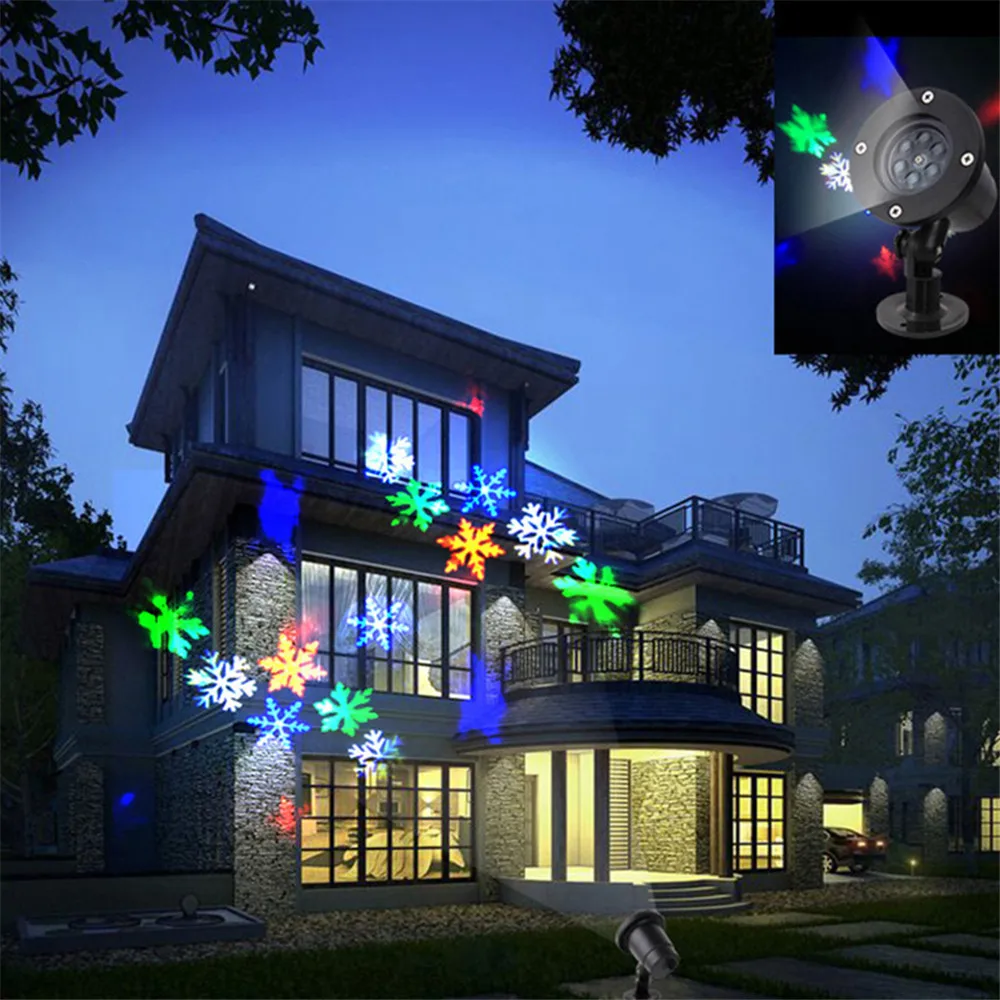 Christmas Snowflake Laser Light Snowfall Projector Moving Snow Outdoor Garden Laser Projector Lamp For New Year Party decor