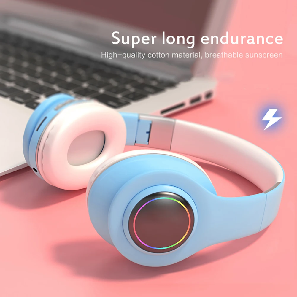 Kids Headphones Ear Noise Reduction Headset Wireless Bluetooth Headset Hands free Support Gaming Earphones Creative Present New