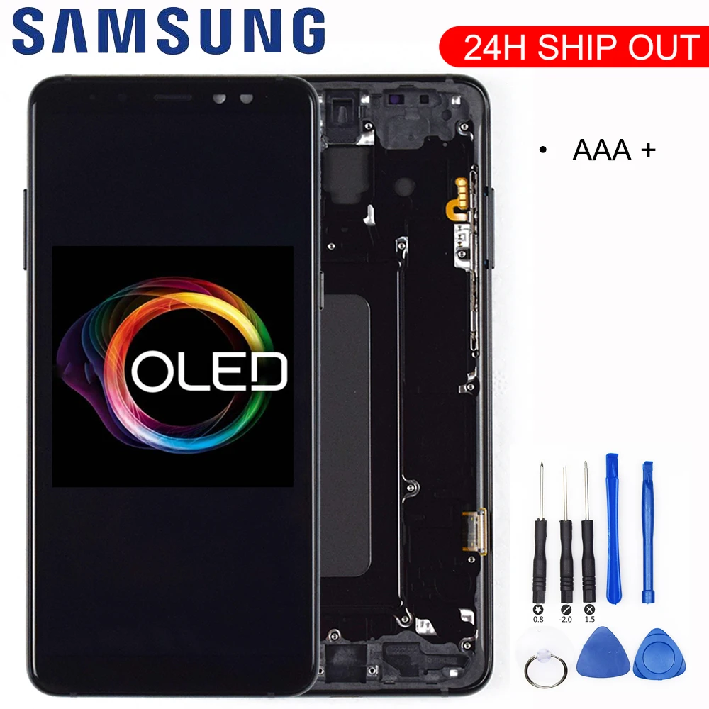 Ceny 100% oryginalny wyświetlacz amoled LCD do samsunga Galaxy A8 Plus 2018 A730 wyświetlacz LCD dotykowy zamiana digitizera ekranu można dostosować