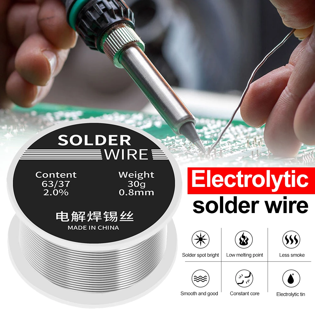 simple welding rods 30g Welding Solder Wire High Purity Low Fusion Spot 0.8mm Rosin Core Soldering Wire Roll No-clean FLUX 2.0% Tin BGA Welding Tool welding cable for sale