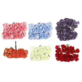 

144pcs Mini Petite Paper Artificial Rose Buds Flowers DIY Craft Wedding Decor Home, Ivory
