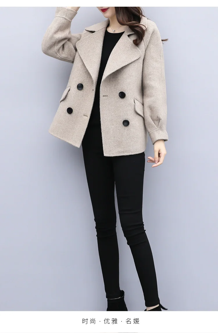 Шерстяная Куртка женская короткая весенняя одежда стиль корейский стиль короткий рост Повседневная универсальная Талия обнимающая серия MORI