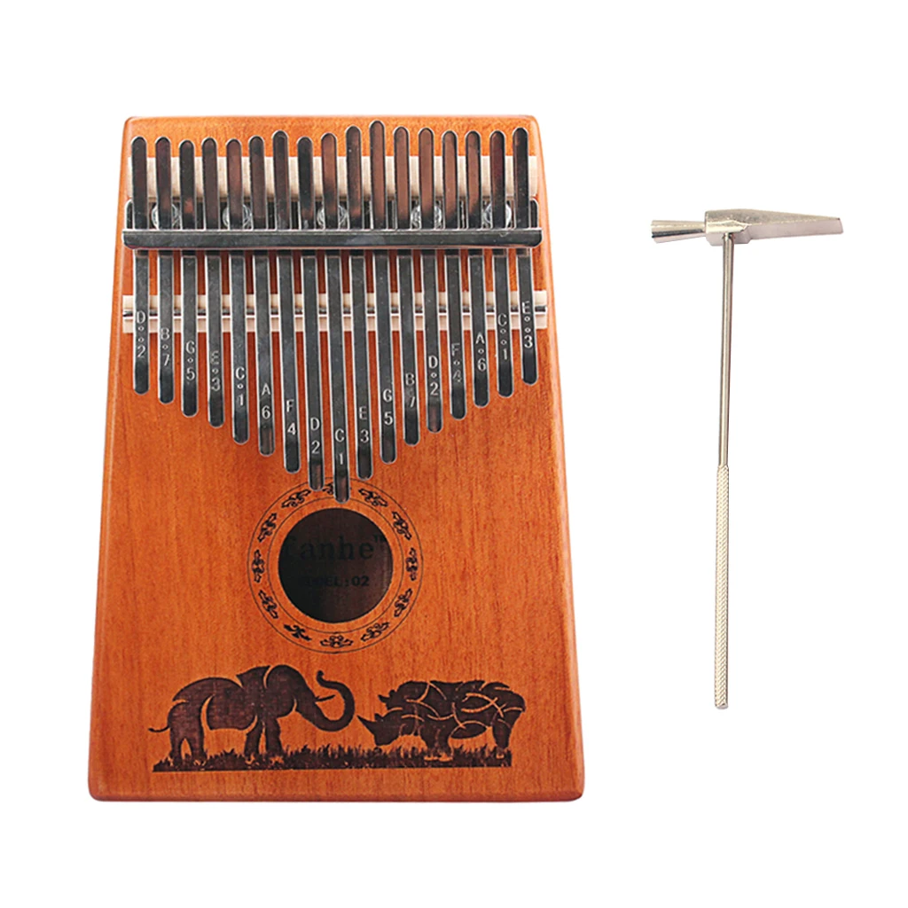 17Keys Mahogany Kalimba Mbira Natural Calimba Tuning Tool Accessory for Musical Parts 7.2x5.18x1.38inch