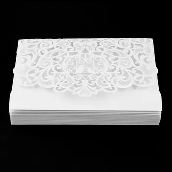 

20pcs Foldable Invitation Card Cover Exquisite Hollow Out Bridal Wedding Dress Cover Designed for Wedding Party Use