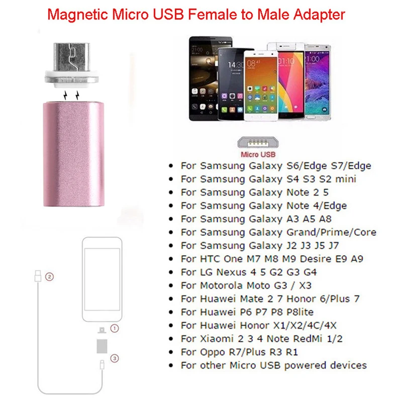 Магнитный микро USB адаптер зарядное устройство конвертер для Android телефонов планшетов
