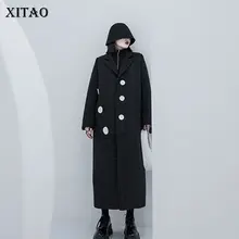 XITAO, длинное, черное, смешанное, модное, новинка, зимнее, необычное, с одним нагрудным карманом, полный рукав, миноритарное, повседневное, Свободное пальто DMY2225