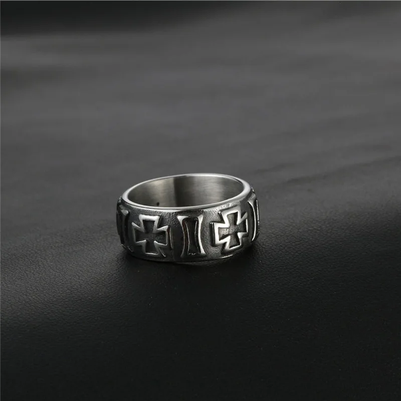 Man Cross Stainless Steel Ring Vintage Silver Black Titanium Steel Rings For Men Punk Hip Hop Jewelry Rock Charm Ringen Party