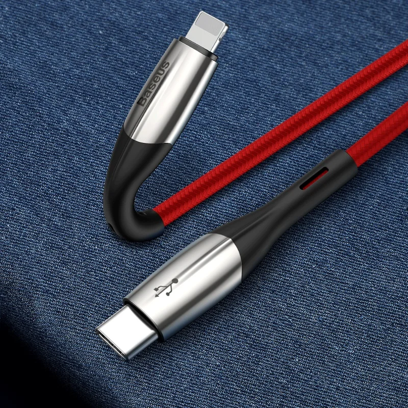 Baseus для usb c к lightning зарядный кабель для iPhone xs max xr 8 7 6s plus 5S 11 ipad pro Быстрый PD зарядный кабель короткий 0,5 м 2 м - Тип штекера: Red