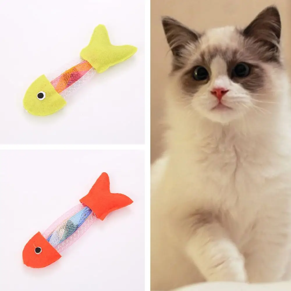 3Pcs Canvas Artificial Fish Cat Toys Spring Hose Fake Fishes Soft