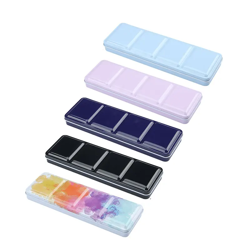 

Paints Tins Box Empty Palette Painting Storage Paint Tray Box with Half Pans For School Painting Starry Watercolor/Oil/ Acrylic