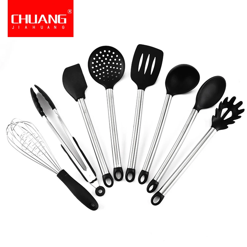 

8pcs Set Kitchen Silicone Tools Cooking Tool Sets Soup Spoon Spatula Non-stick Heat-resistant Shovel Home Kitchen Tools Utensils