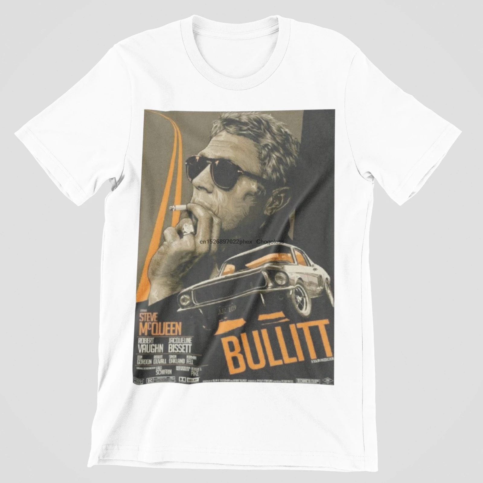 Bullit футболка Ретро-постер к фильму 60s 70s автомобиль гоночный полицейский Чейз