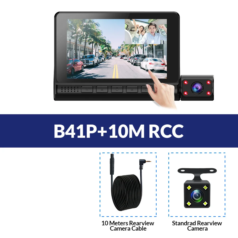 E-ACE B28 Автомобильный видеорегистратор 4,0 дюймов видео рекордер авто камера 3 объектив камеры с камерой заднего вида регистратор видеорегистратор - Название цвета: B41P-10M RCC