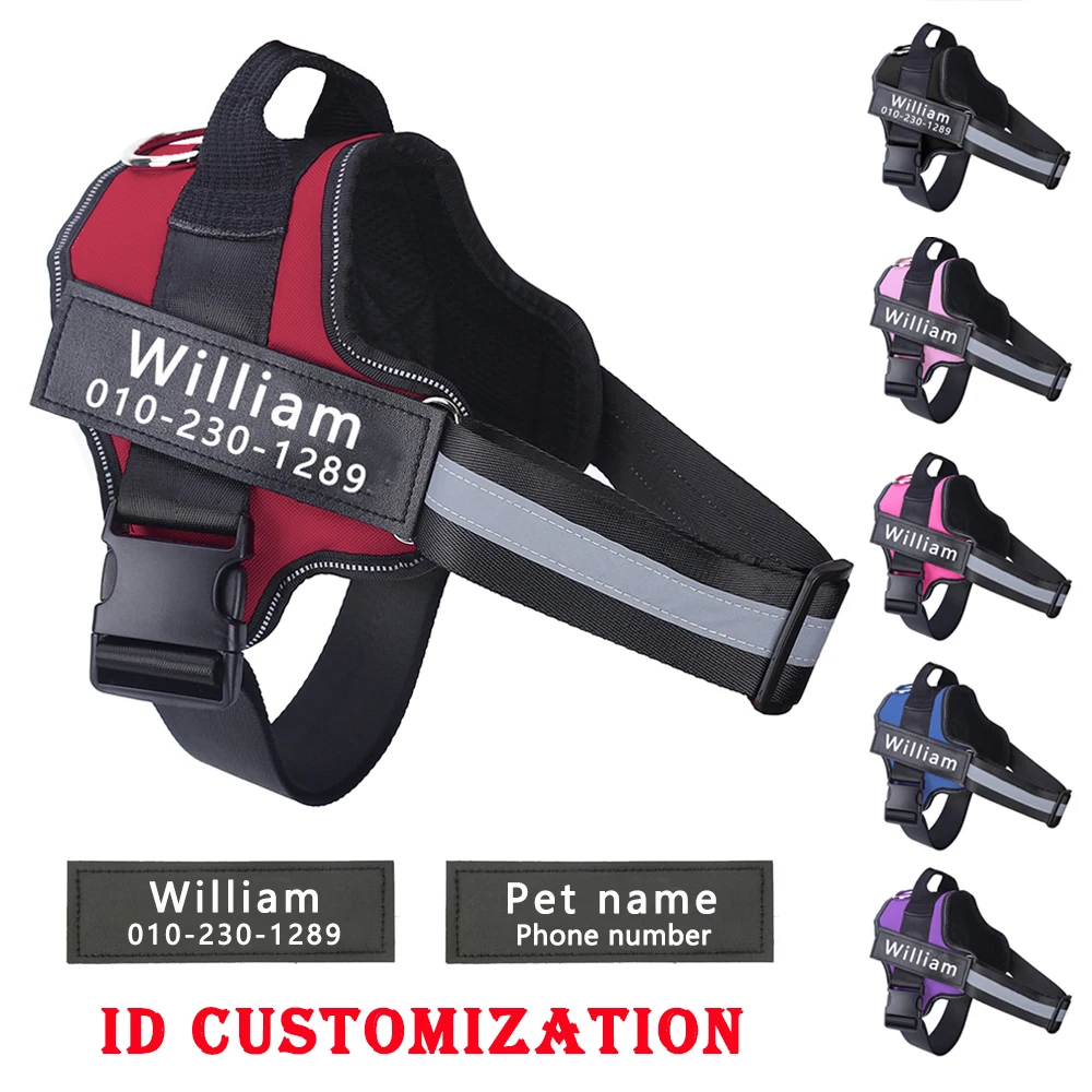 

Personalized Dog Harness NO PULL Reflective Adjustable Pet Harness for Small Large Dogs Harness Vest With ID Name Custom Tag