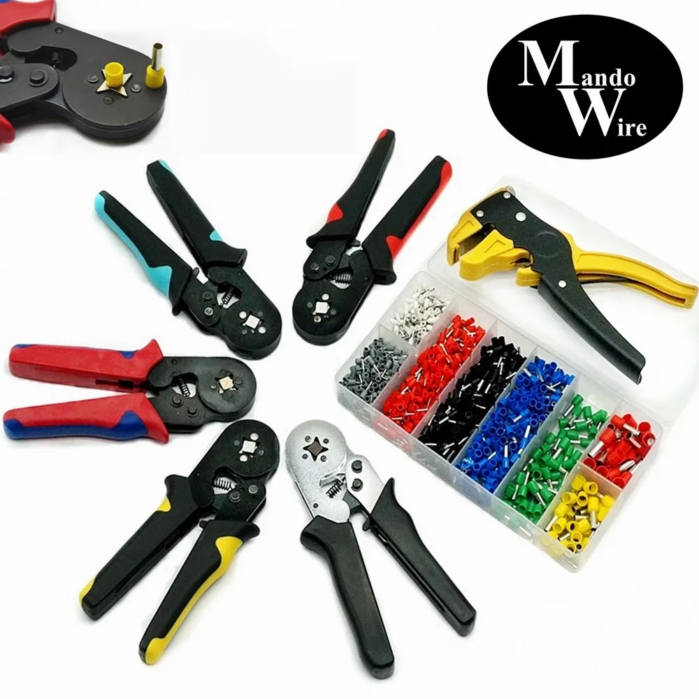 

Mandowire Tubular Crimping Pliers Mini Electrical Pliers HSC8 10SA/6-4 0.25-10mm2 23-7AWG 0.25-6mm2 High Precision Clamp Set