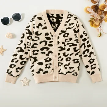 

PatPat 2020 New Arrival Autumn and Winter Stylish Leopard Print Button Sweater Cardigan Kids Boy and Girl Sweaters