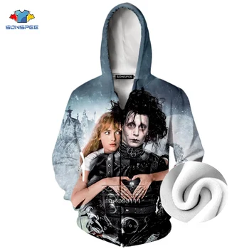 

Autumn Winter Edward Scissorhands 3D Print Unisex Zipper Hoodies Sweatshirts Jacket Casual Hip Hop Thick Tops Streetwear