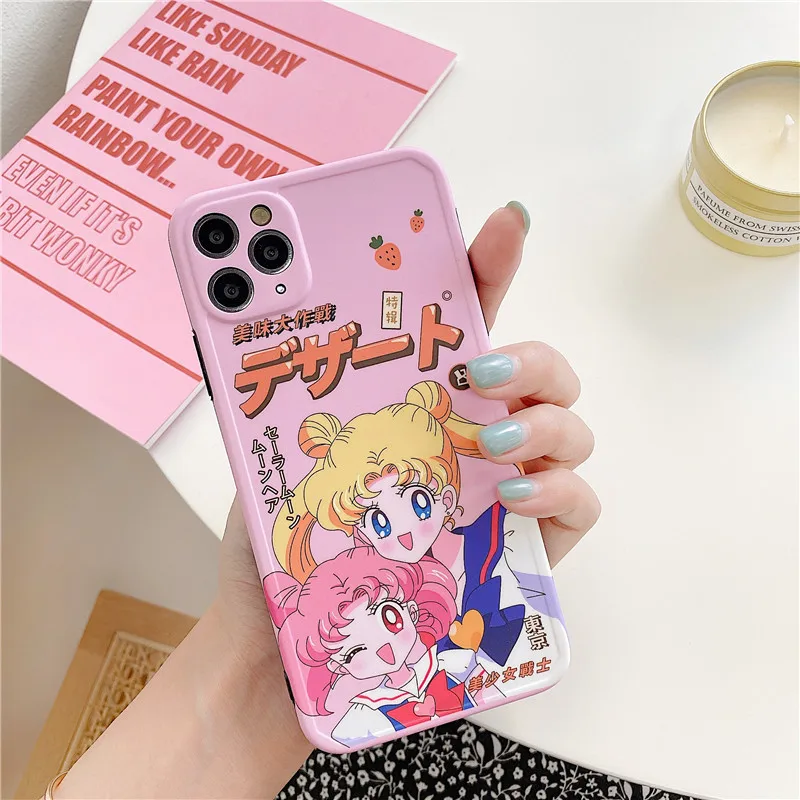 Розовый милый чехол для телефона с японским аниме Сейлор Мун iPhone 11 Pro Max Xr X Xs max SE 2020