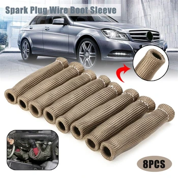 

8pcs/set Spark Plug Wire Boot Protector Sleeve Heat Shield Cover For Car Truck Engine Titanium Vulcan Lava Protection EP-GT08-AF