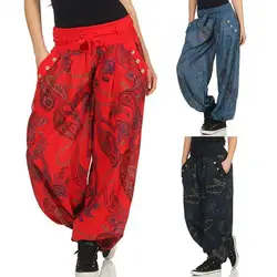 Fashion Oversize Pants Hip Hop Style Women Bohemian Harem Pants Ankle Tied Paisley Low Waist Pockets Baggy Trousers for Daily