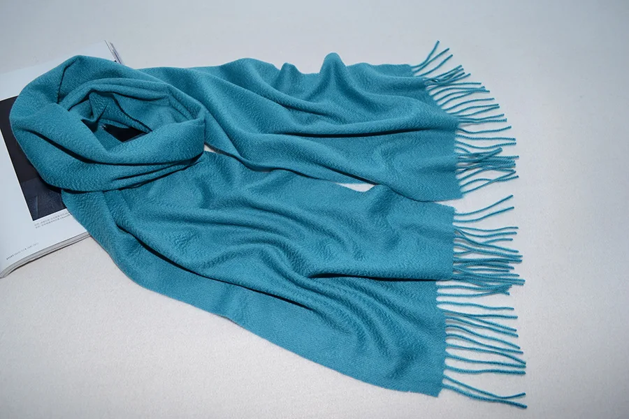 Зимний длинный кашемировый шарф для женщин, роскошный бренд, настоящий кашемировый шарф, теплый толстый мягкий однотонный шарф, женская накидка