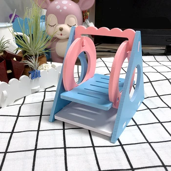 

Pet Hamster Toy Swing Ecological Wood Rainbow Swing Gerbil Colorful Bridge Mice Rat Mouse Seesaw Accessories