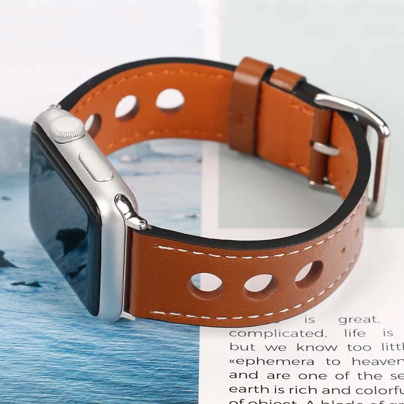 Кожаный ремешок для часов Apple Watch 5 4 3 2 40 мм 44 мм ремешок серии 3 браслет из натуральной кожи 42 мм 38 мм ремешок для iwatch 5 4 ремень