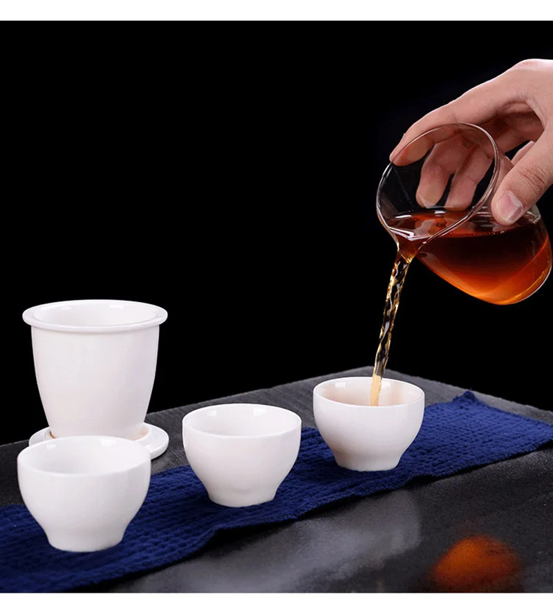 Белый керамический чайник gaiwan чайная чашка в китайском стиле чайный набор для путешествия с сумкой для путешествий