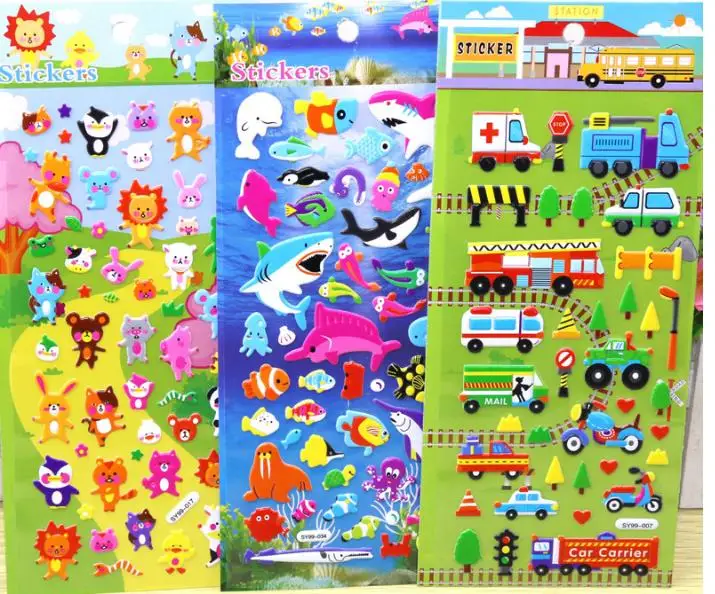 New 50 sheets Children 3D Puffy Stickers hot sell Cartoon for Teacher's Reward Supplies Kids Early Learning Toys