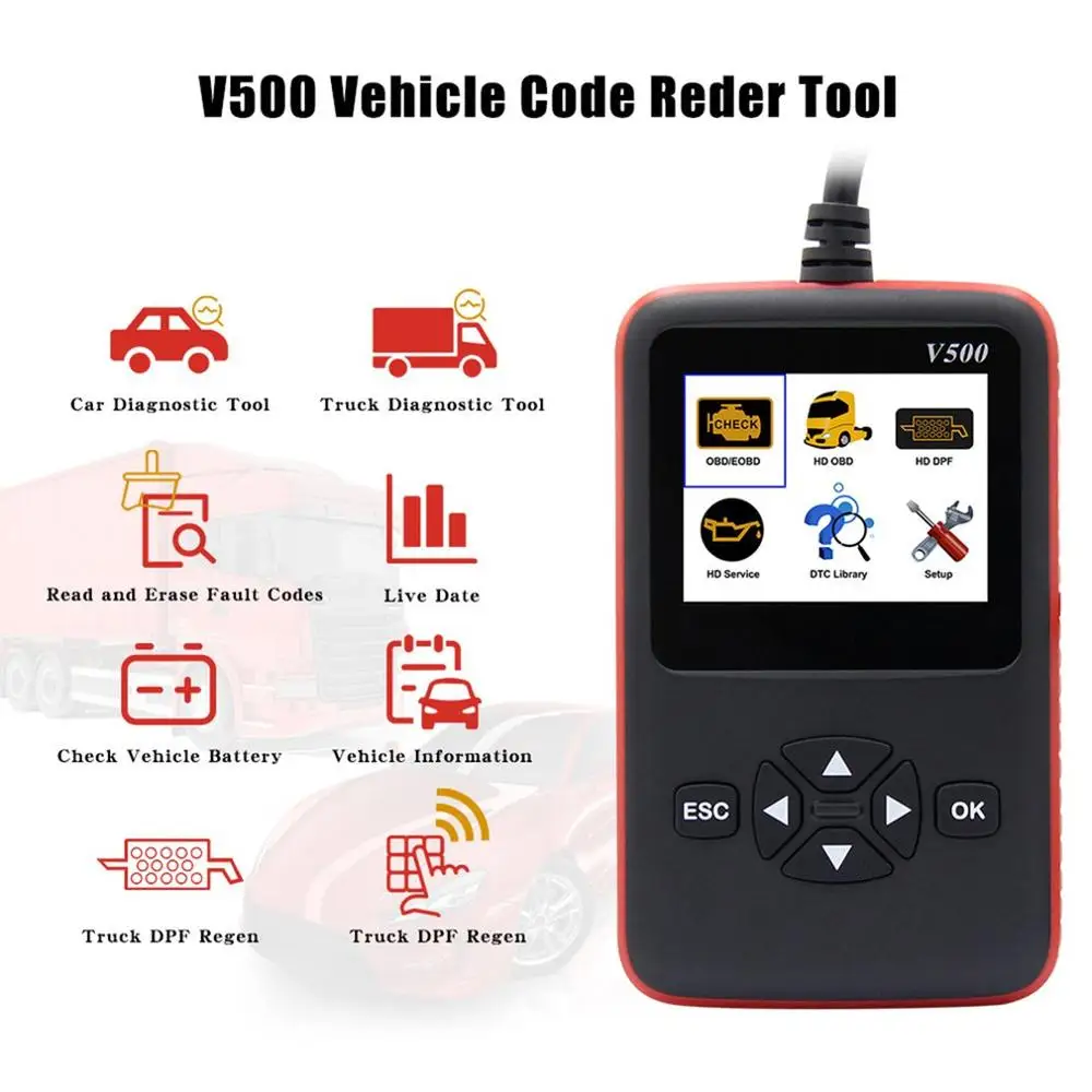 Горячая V500 OBD машина/Грузовик Диагностика CR-HD устройство сверхмощный грузовик диагностический инструмент код ридер сканер V500 грузовик диагностический сканер