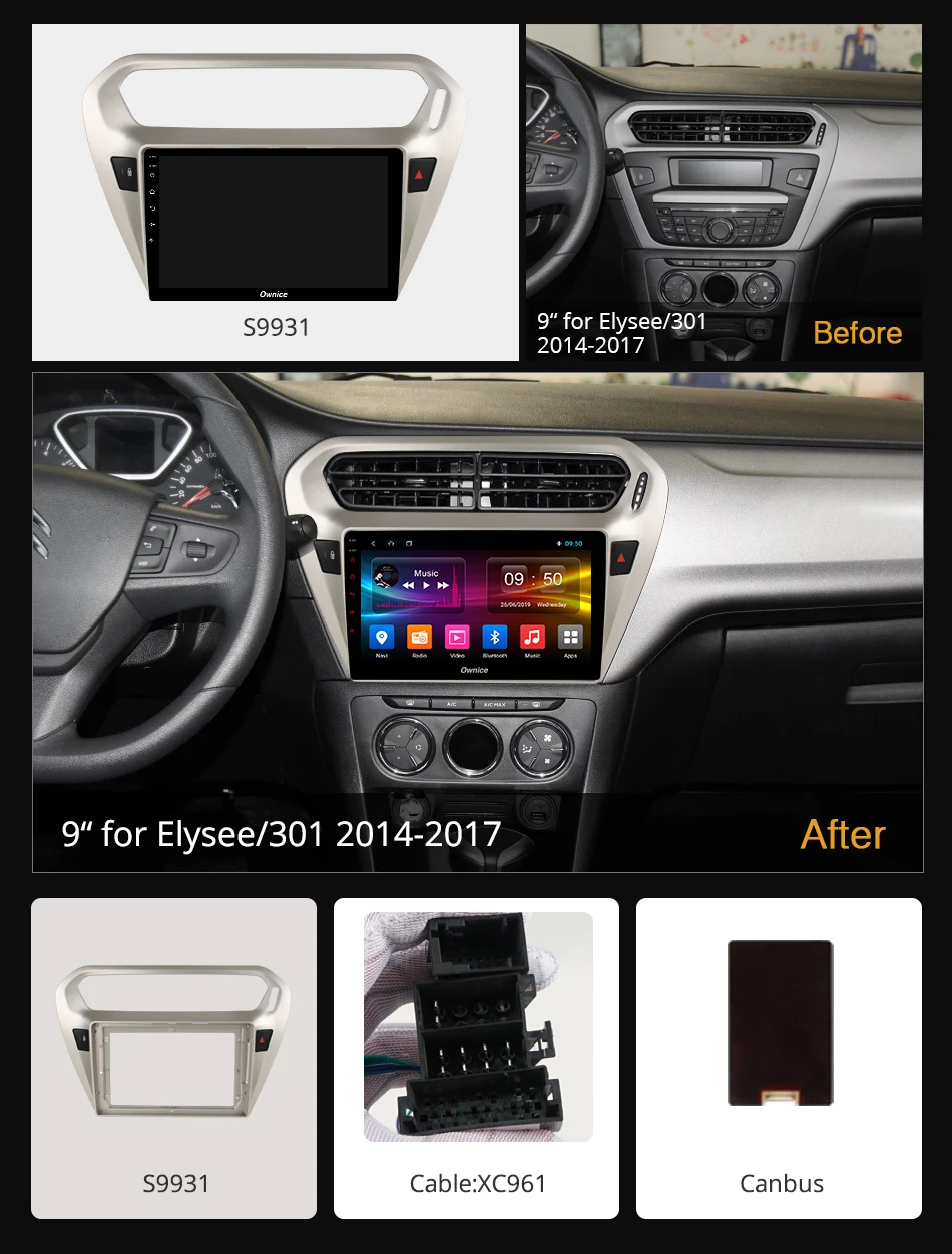 Ownice Android 9 0 восемь ядер автомобильный Радио плеер gps navi k3 k5 k6 для Peugeot 301 Citroen Elysee 2014