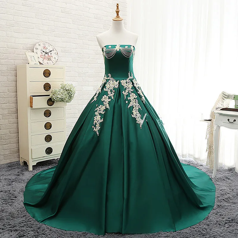 Vestidos de novia, свадебное зеленое без бретелек с открытыми плечами, расшитое бисером вечернее платье с кружевной аппликацией, бальное платье, платья для матери невесты