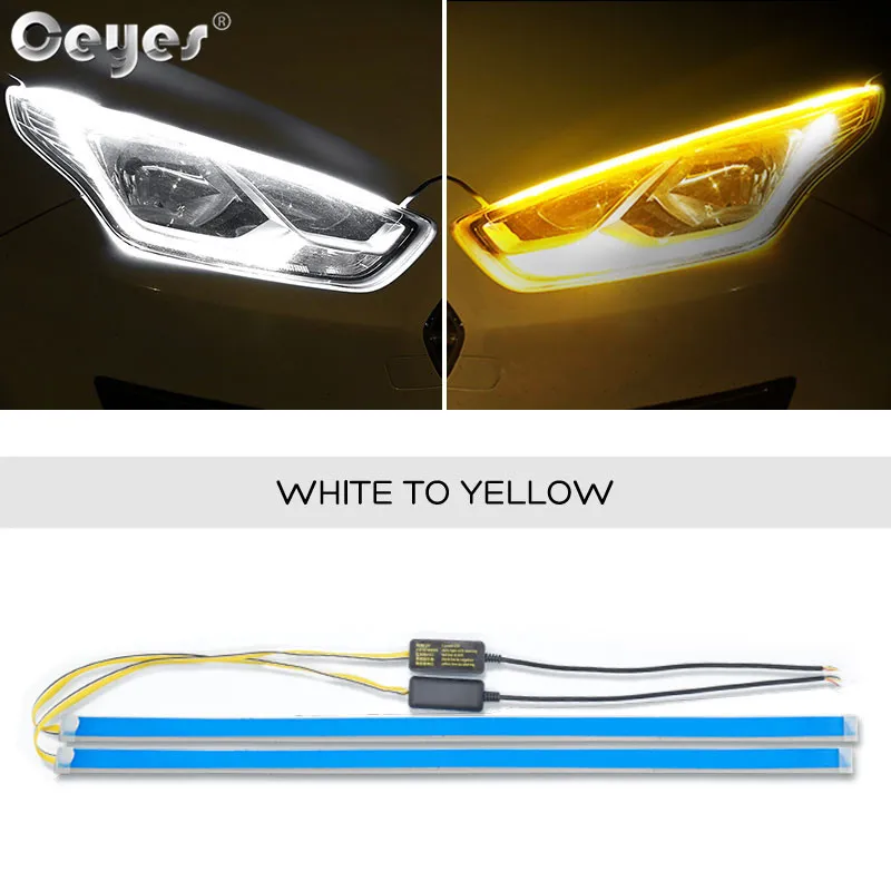 White To Yellow Ceyes 2 шт. Led DRL дневные ходовые огни сигнал поворота DRL светодиодные полосы автомобильные аксессуары тормозные боковые фары для авто - Цвет: White To Yellow