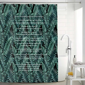 

Simanfei Shower Curtain Palm Leaf Letter Printing Polyester Waterproof Bathroom Bathing Cover Bath Curtains With Hook