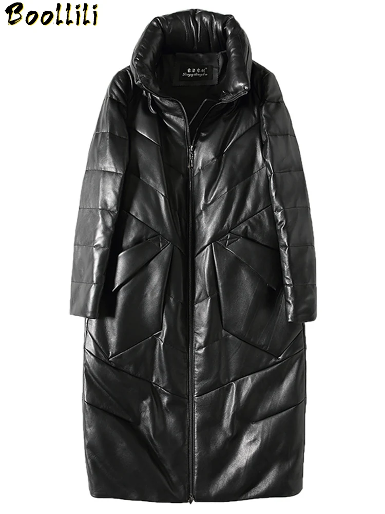 

Boollili 2020 New Genuine Leather Down Jacket Women Winter Sheepskin Coat Long Real Leather Jacket Kurtki Damskie