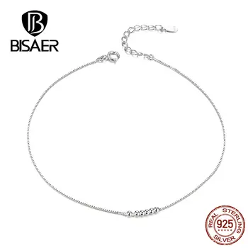 

BISAER Anklet 925 Sterling Silver Jewelry For Women Gift Female Classic Design Chain For Female Leg Silver High Quality HST007