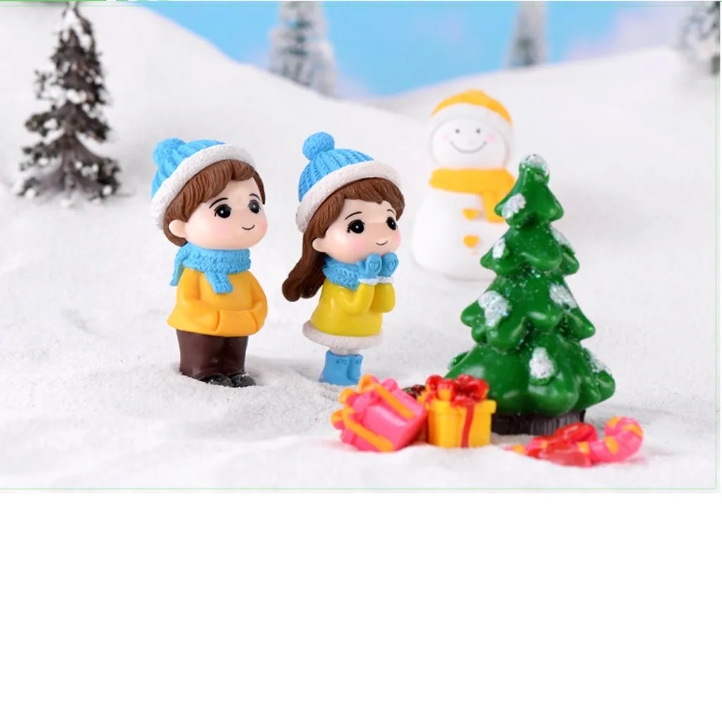 Мини Пара Снеговик статуя из смолы ремесленник сад миниатюрный микро пейзаж деко