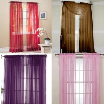 

Solid Color Curtain Transparent Panel Curtains Elegant Durable Sturdy Window Screening Wedding Banquet Home Window Decoration